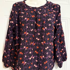 Spanish Design Floral Print Women's Top chic‎ casual Goblincore SZ Large